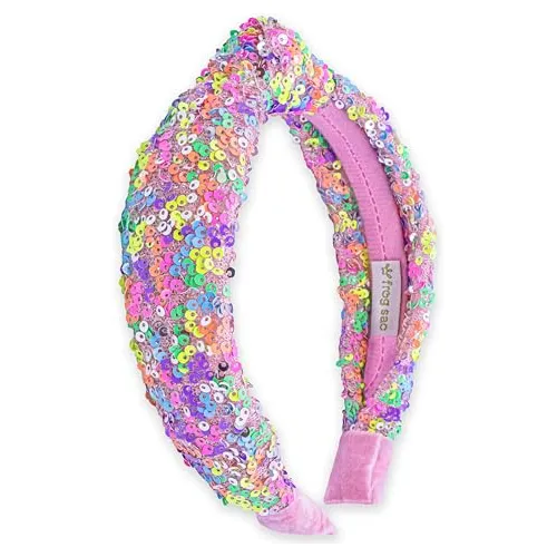 Frog Sac Sequin Knot Headband For Girls, Rainbow 33jw9