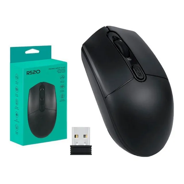 Mouse Inalámbrico Óptico 800 1200 1600 Dpi Wireless 2.4ghz Color Negro