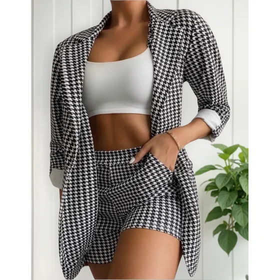 Conjunto Saco Y Short A Cuadros