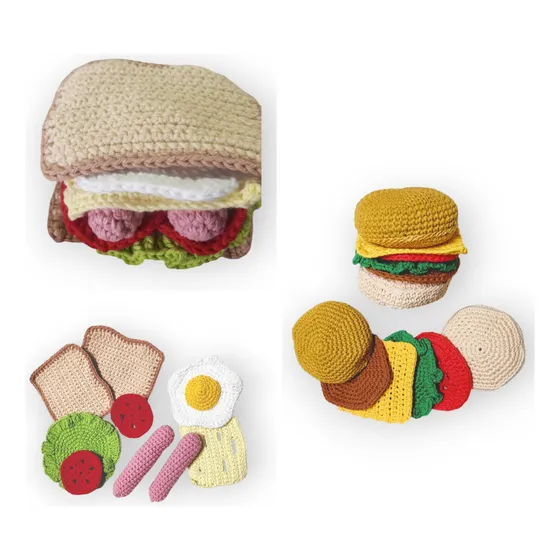 Hamburguesa Y Sánguche Tejido Crochet Comida Didáctica Niños