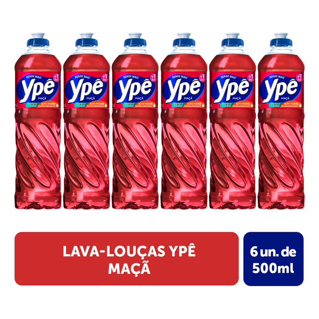 Detergente Ypê Maçã 500ml Com 6 Unidades Detergente Ypê Maçã 500ml Com 6 Unidades