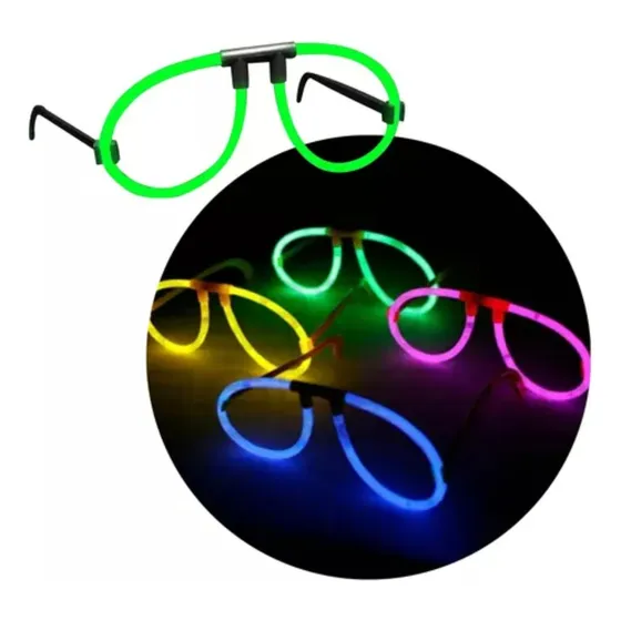 Combo Anteojo Neon Redondo Party Glow Quimico X 10 Color Mix Diseño Aviador