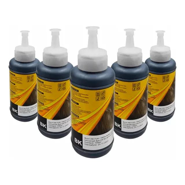 Kit 5 Botella Tinta Compatible 100ml Negro Inyección Tinta