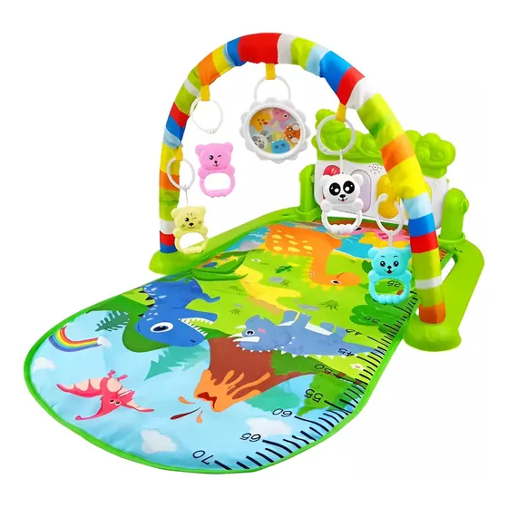 Gimnasio Para Bebe Didactico Tapete Juego Tipo Piano Musical Color Verde/dinosaurio