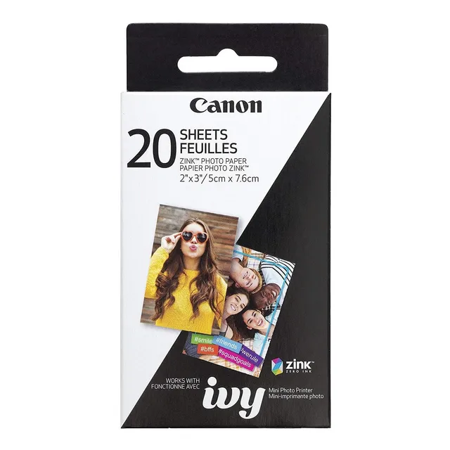 Canon Papel Zink Photo Paper Pack 20 Hojas Para Mini Ivy Color Blanco