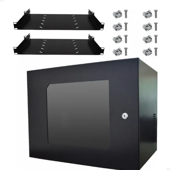 Mini Rack Organizador 8u Acrílica Onix Para Dvr + 2 Bandeja