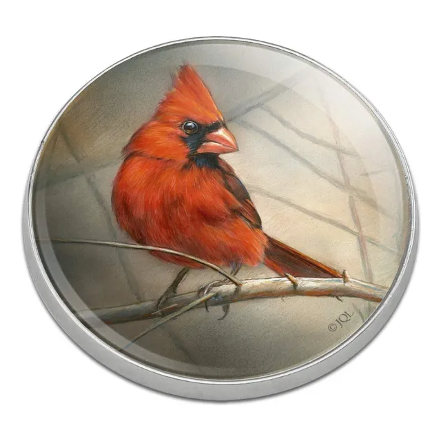 Marcador Para Pelota Golf Metal Diseño Pajaro Rojo Cardenal