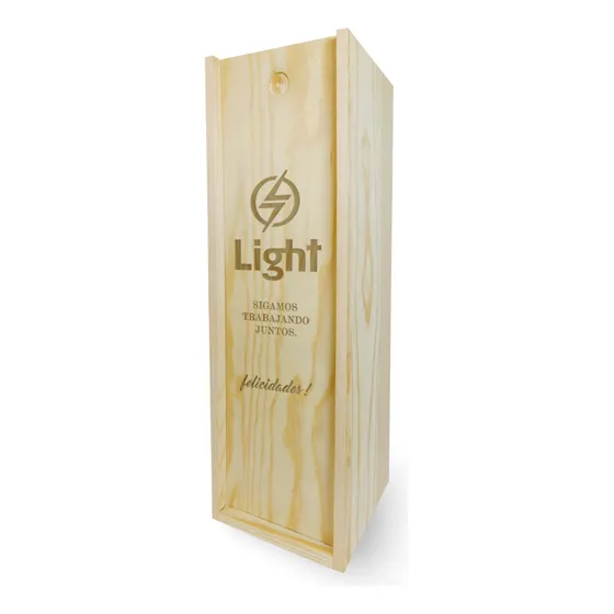 Caja Madera Tapa Corrediza 1 Botella Vino / Grabado Mín 6 Ud