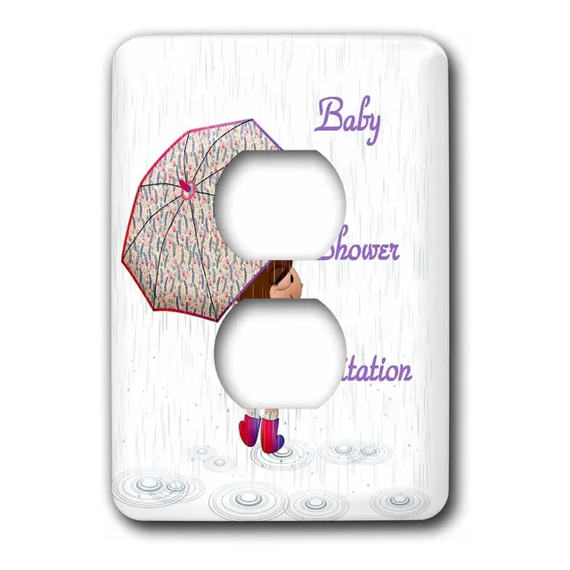 Imagen Niña Bajo Lluvia Paragua Baby Shower. Tapa Luz