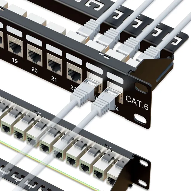 Panel De Conexión Rj45 Cat6 24 Puertos 10 Gbps 1u 19  Stp