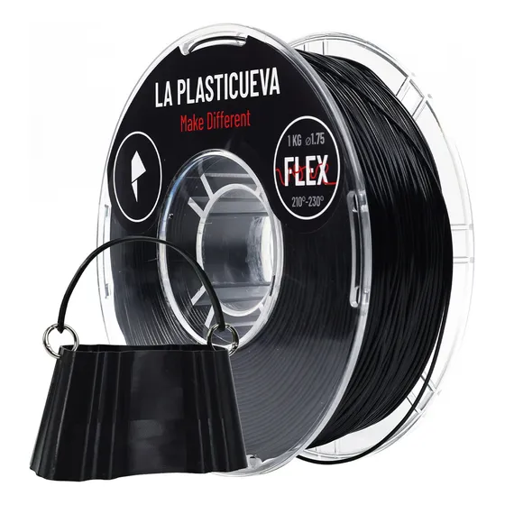 Filamento Para Impresión 3d Material Flexible Tpu 1kg 1.75 Color Flex Negro