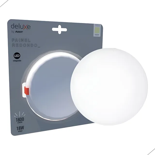 Painel Led Redondo Flat 18w Bivolt 4000k Deluxe By Avant