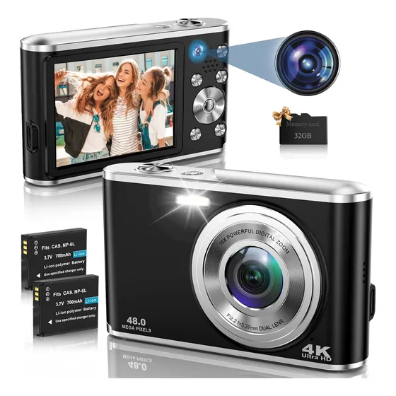Video Cámara Digital 4k Fhd Cámara Dual Autoenfoque Selfies