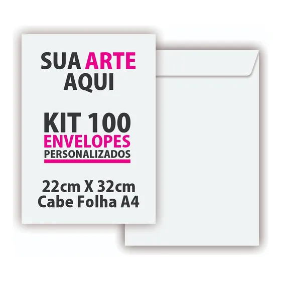 100 Envelopes A4 22x32- Timbrado - Personalizado