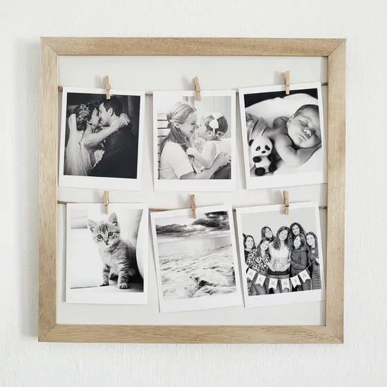 Cuadro Con Fotos Polaroid 30x30 Incluye Impresión Y Broches