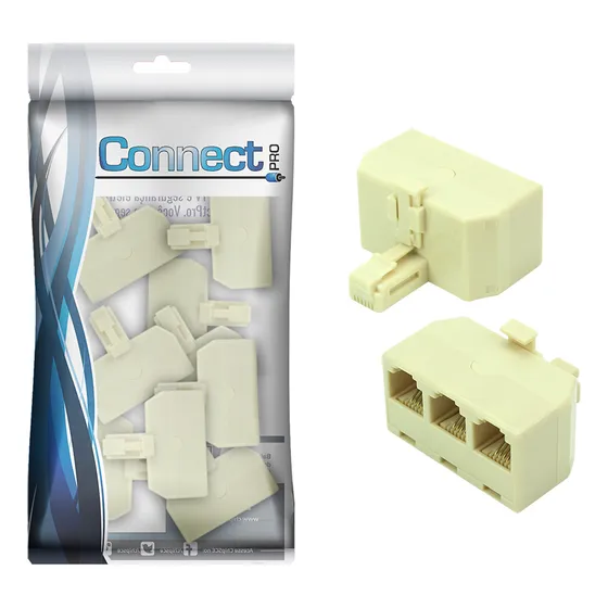10x Adaptador Telefone Divisor 1 Entrada 3 Saídas