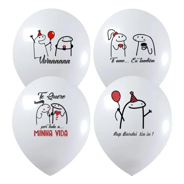 25 Unidades Balão Látex Bexiga Estampado Flork Meme Sortidos
