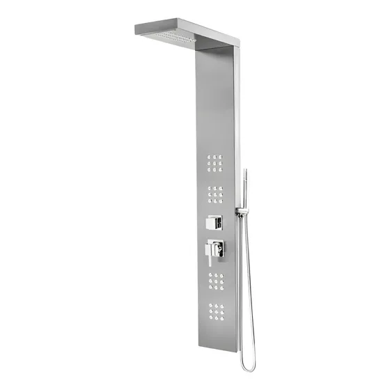 Ducha De Inox Com Hidromassagem E Cascata Acabamento Escovado Cor Prata