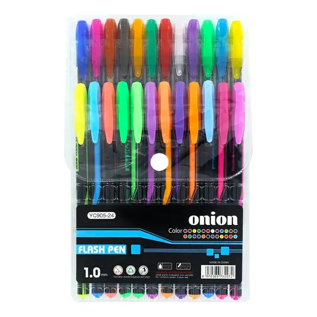 24 Plumas De Gel Con Estuche Colores Boligrafo Escritura Color de la tinta 24 tonos