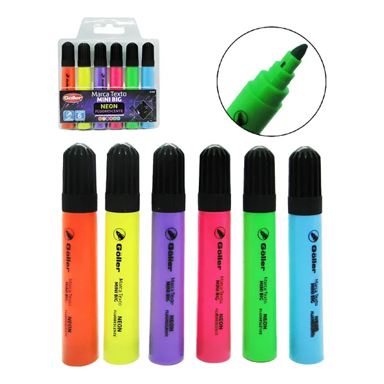 Caneta Marca Texto Neon Cores Vivas Fluorescente Destaca