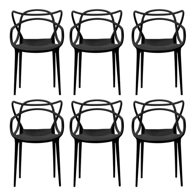 Kit 6 Cadeiras Allegra Cozinha Sala Estrutura Preto Kit 6 Cadeiras Allegra Cozinha Sala Estrutura Preto
