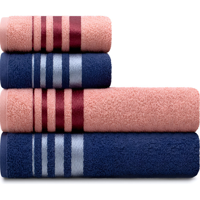 Jogo Toalhas De Algodão 4 Banho E Rosto Rosa E Azul Karsten Jogo Toalhas De Algodão 4 Banho E Rosto Rosa E Azul Karsten