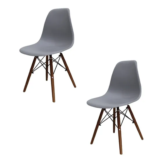 Set De 2 Sillas Eames Para Comedor Con Base Color Nogal