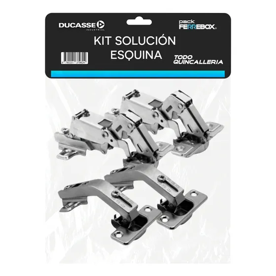 Set 4 Bisagras Solución Esquina Self Close 35 Mm Ducasse Cromada 40 Kg