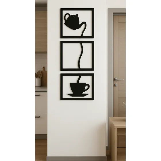 Tríptico Cuadro Calado Cocina/ Coffee/ 100x30