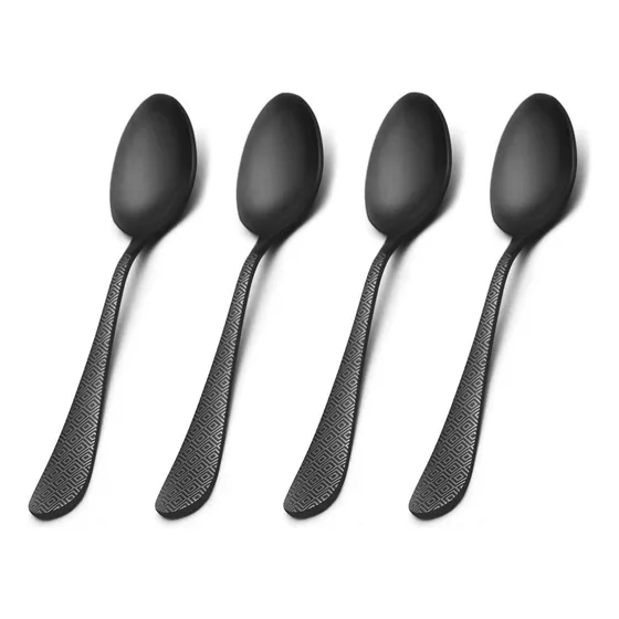 Cuchara Postre Acero Inoxidable Negro Mate Borde Redondo 4