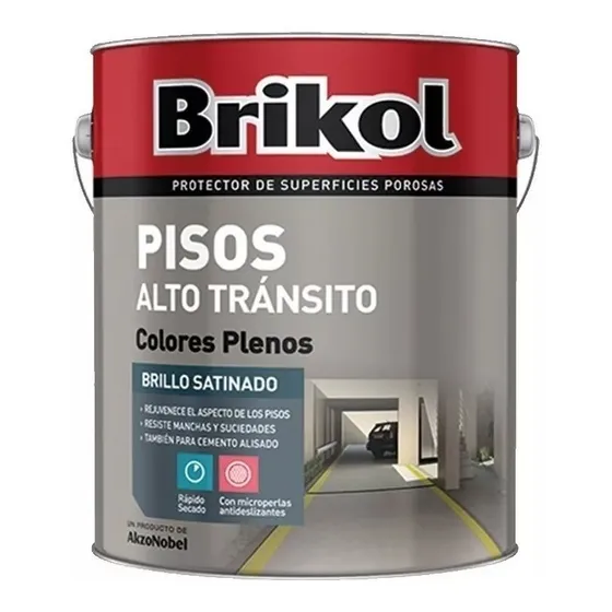 Brikol Piso Alto Transito Antidezlizante Gris Satinado 10lt