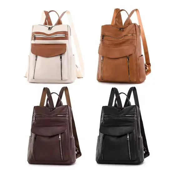 Bolso Dama Morral Semi Cuero Cierre Doble Uso Cartera