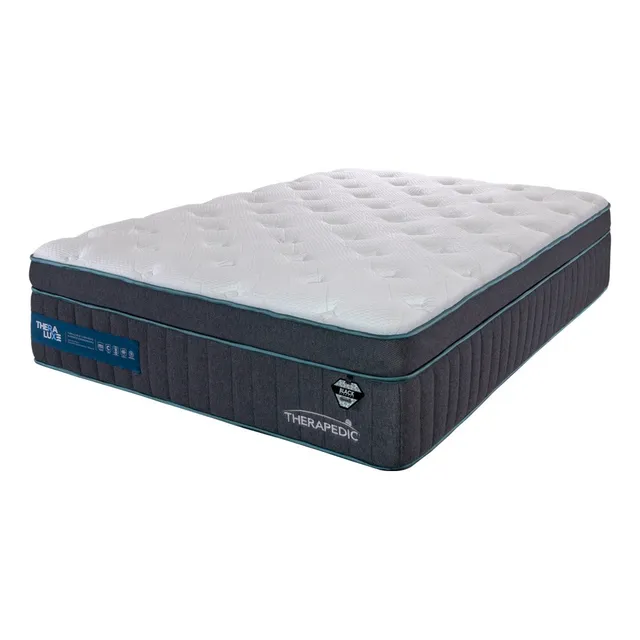Colchón Queen Size Resortes Therapedic Lyra 37 Cm Suave Color Gris Oscuro