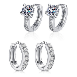 2 Pare Aretes Mujer Arracada De Aro Plata S925 Zirconia . 2 Pare Aretes Mujer Arracada De Aro Plata S925 Zirconia .