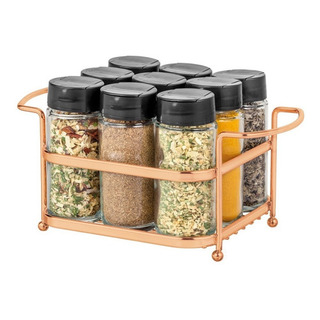 Porta Condimentos Temperos Mini Cesta Com 9 Potes De Vidro Cor Rose Porta Condimentos Temperos Mini Cesta Com 9 Potes De Vidro Cor Rose