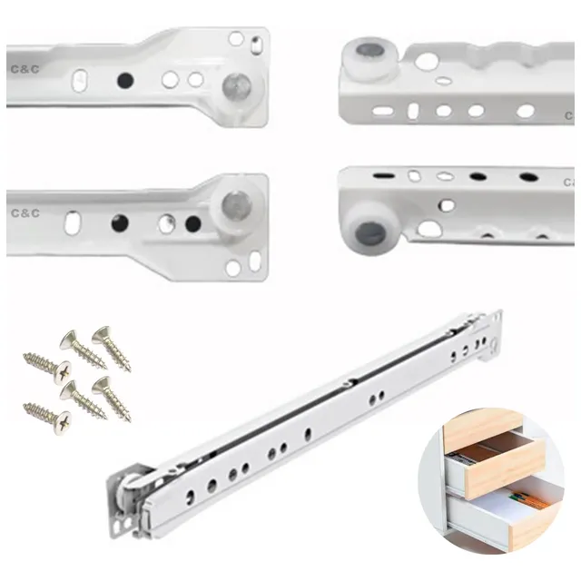 Kit 4 Pares Corrediça De Gaveta Comum 35cm Conserta 4 Gaveta