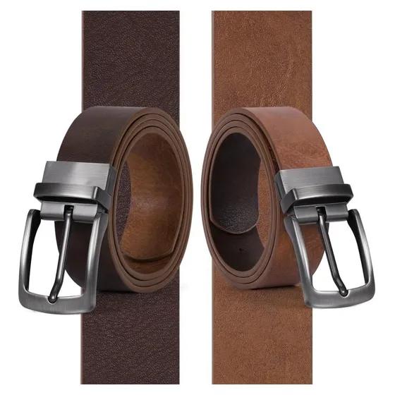 Correa De Vestir Reversible Cuero Para Hombre Marrón Café
