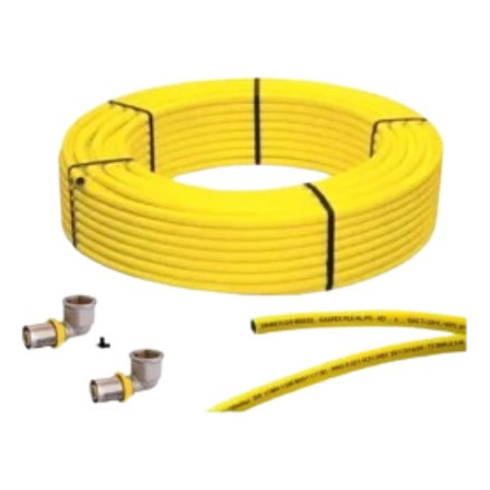 Kit Tubo Pex Multicamada 16mm Amarelo Emmeti + Conexões 5m Kit Tubo Pex Multicamada 16mm Amarelo Emmeti + Conexões 5m