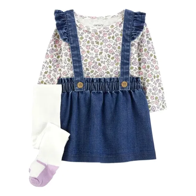 Set De 3 Piezas Carters Vestido Y Mangas Largas  3m