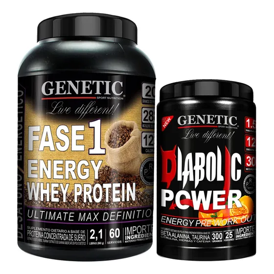 Masa Muscular Proteína Fase 1 + Pre Entreno Diabolic Genetic