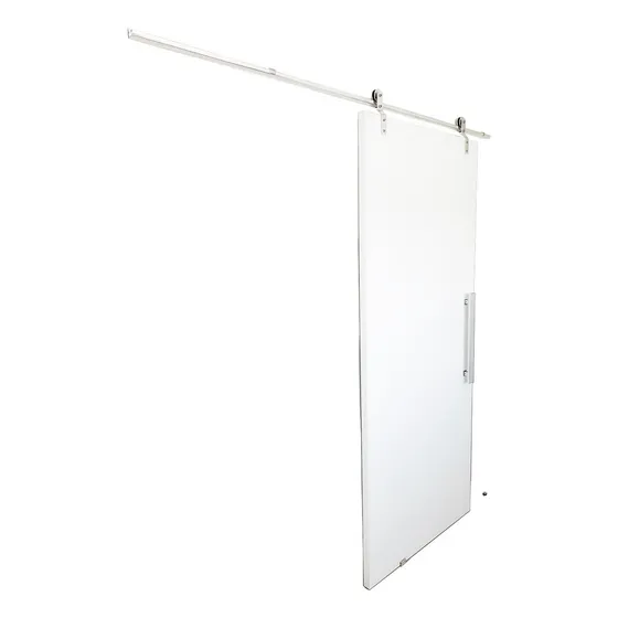 Porta Branca 80cm + Kit De Correr 1,5m + Puxador Flat Polido