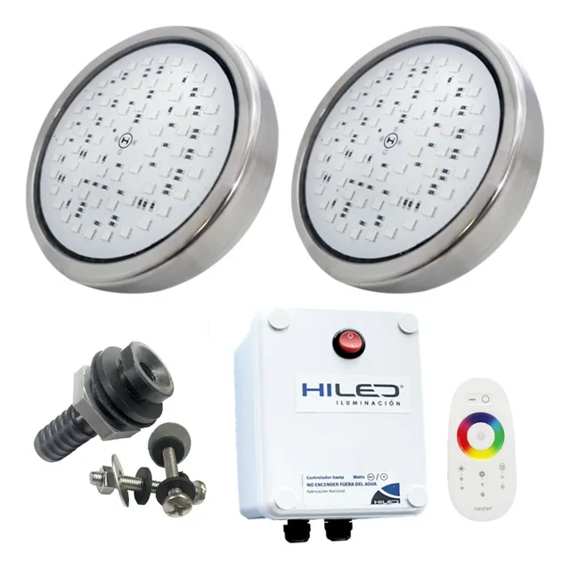 2 Luces Para Pileta Led Rgb 20w +fuente+control Remoto
