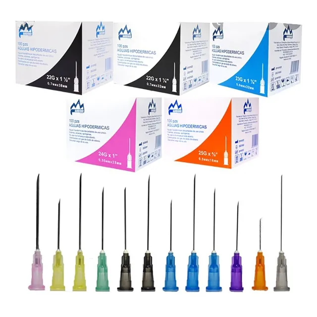 Agujas HiPodérmicas Descartables Caja 100uds 21g X 1  Estéri