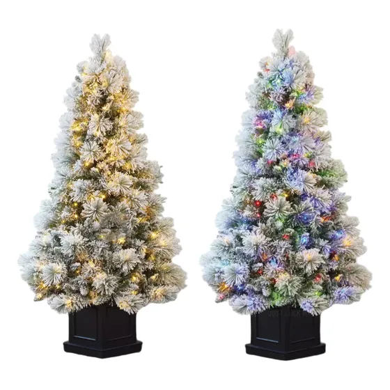 Arbol Navideño Nevado Preiluminado En Maceta (1.3m)
