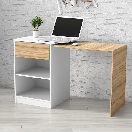 Escritorio Plegable Mesa Para Pc Notebook Fiplasto Es1007 Color Coco Y Blanco