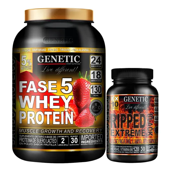 Whey Ripped Genetic Fase 5 Fuerza 100% Quemagrasa Definitivo