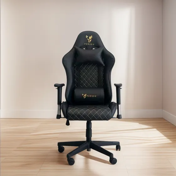 Silla Perseo Pegasus Negro/dorado Cuero Ecológico 120kg Colo Negro Cuero Sintético