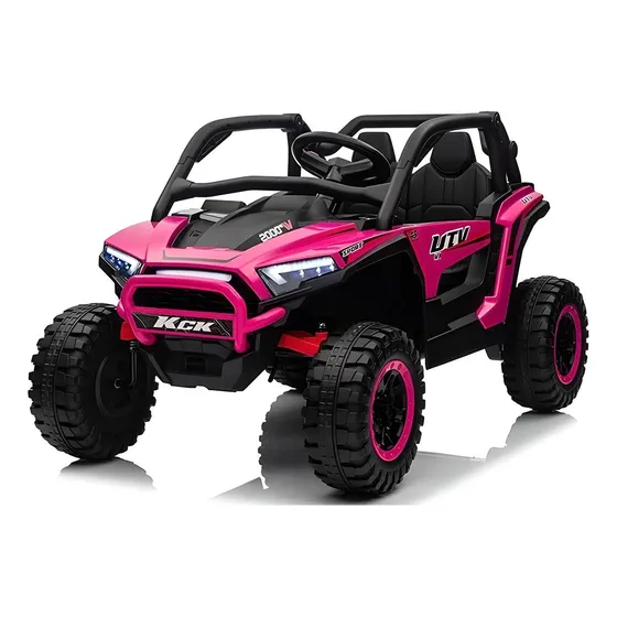 Carro Moto Electrico Niños 2 Puesto Control Llanta Caucho 24 Voltios Color Fucsia