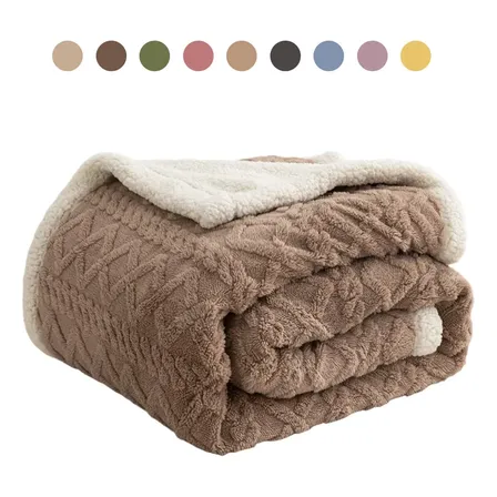 Cobertor Casal King Size Flannel Sherpa Relevo Macio Geométrico 350 G Marrom