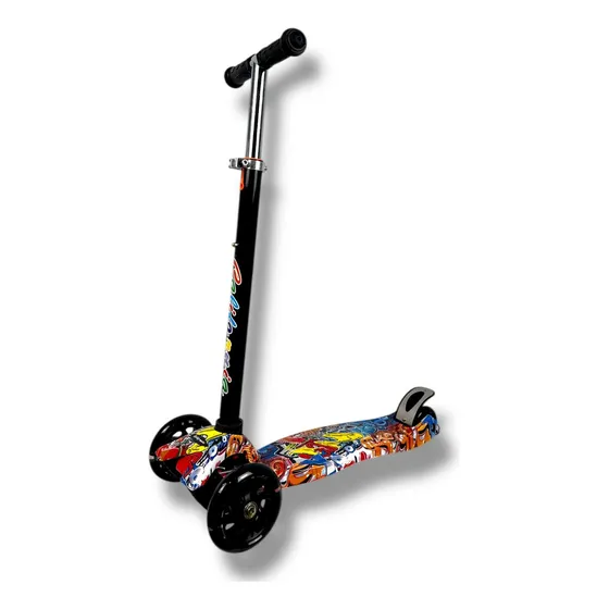 Monopatin Scooter Infantil Con Luces - Liviano Y Regulable Color Graffiti Naranja